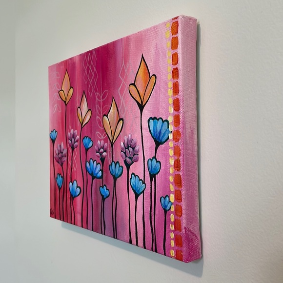 Tulip Flower Pink Original 8x10 Painting Wall Art - Picture 4 of 5